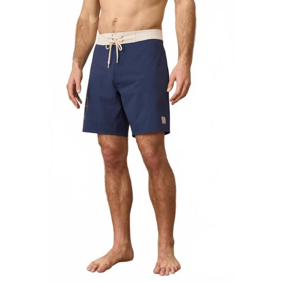 NEW MARINE LAYER stretch board short in navy sunset icon
